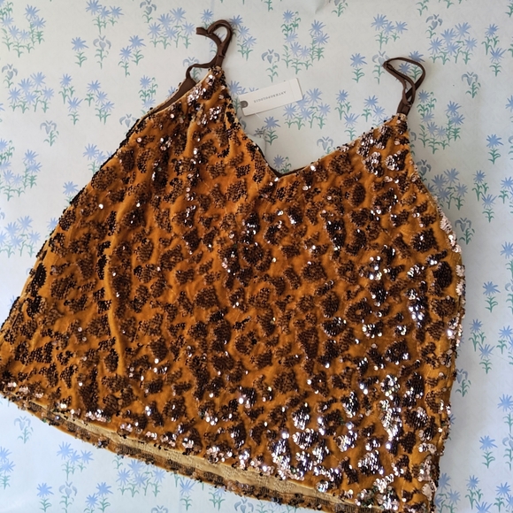 NEW Anthro Ro & De Esther Sequin Velvet Cami Top L - Picture 7 of 8